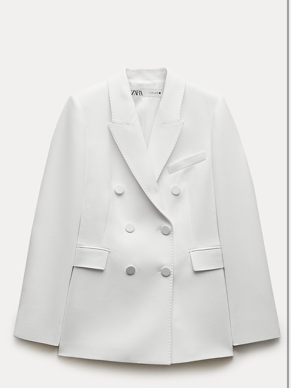ZARA Double-Breasted White Suit Jacket
